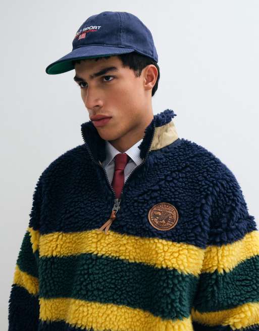 Polo Ralph Lauren borg quarter zip sweatshirt in navy and multi, 3 of 5