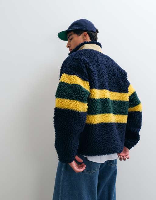Polo Ralph Lauren borg quarter zip sweatshirt in navy and multi, 4 of 5