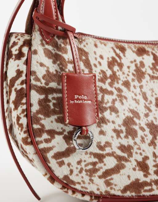 Polo Ralph Lauren - Borsa a spalla marrone con stampa pezzata, 3 di 4
