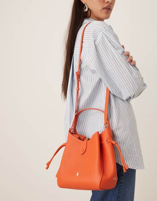 Polo Ralph Lauren - Borsa a tracolla in 100% pelle arancione, 2 di 4