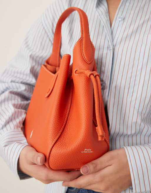 Polo Ralph Lauren - Borsa a tracolla in 100% pelle arancione, 3 di 4