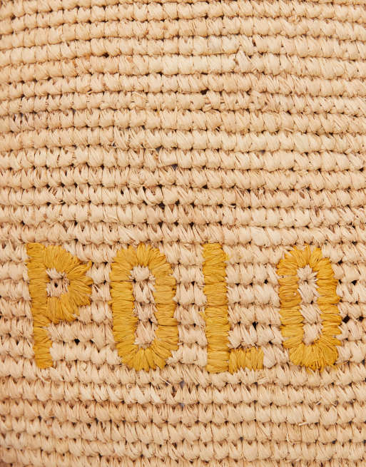 Polo Ralph Lauren - Borsa da mare a tracolla in vimini écru e gialla, 3 di 4