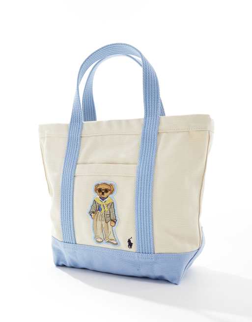 Polo Ralph Lauren Borsa shopping color crema con logo dell