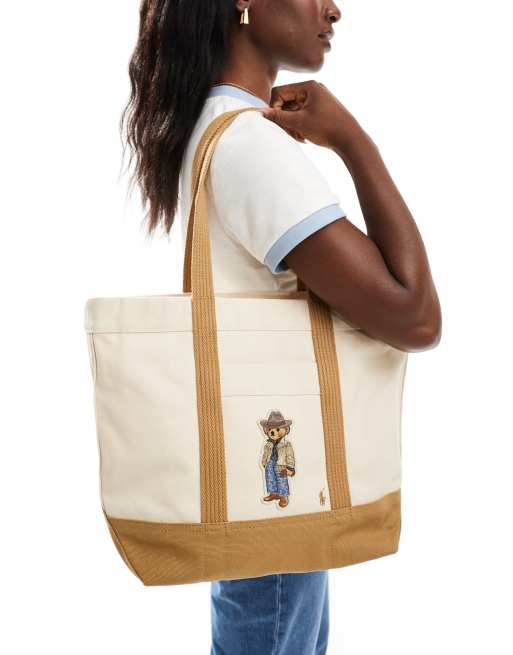 Polo Ralph Lauren Borsa shopping stile western color crema con logo dell orsetto ASOS
