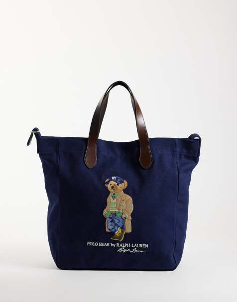 Polo Ralph Lauren borsa tote media con stampa orso navy - view 1