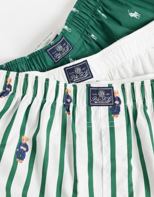 Polo Ralph Lauren bóxers pack de 3 con estampado de oso en verde, 2 de 3
