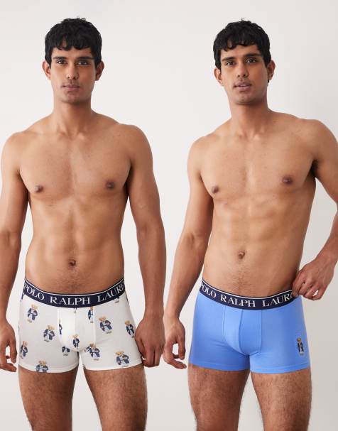 Polo Ralph Lauren – Boxershorts in Weiß und Blau mit Bärengrafik im 2er-Pack - view 1