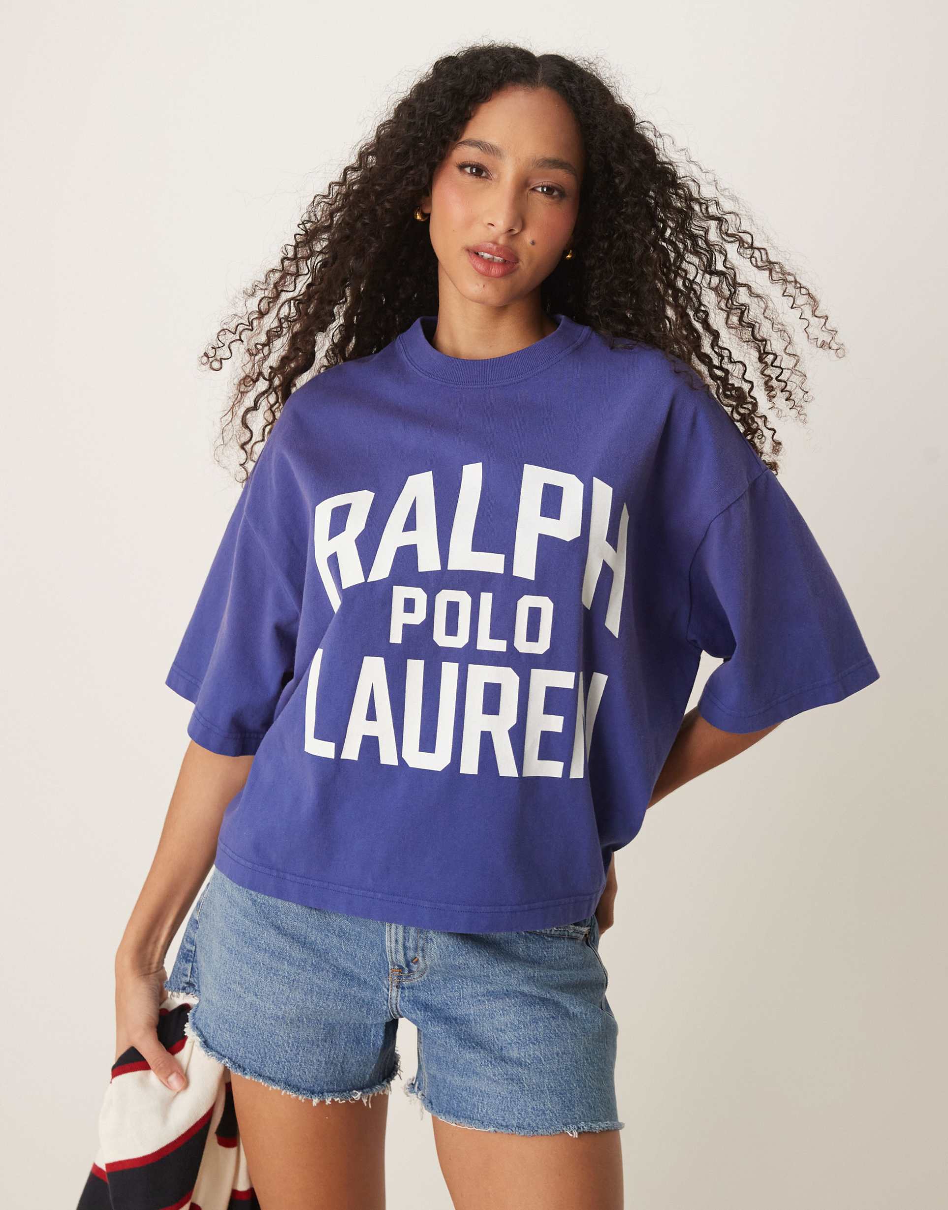 polo ralph lauren boxy fit logo t-shirt in blue