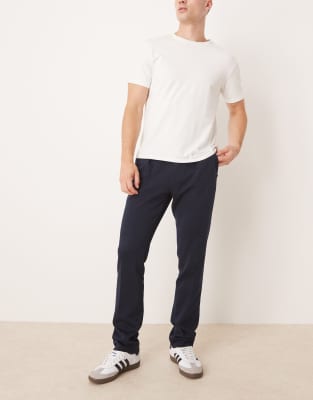 Polo Ralph Lauren – Brad – Marinblå, dubbelstickade och figursydda byxor i techstil - view 1