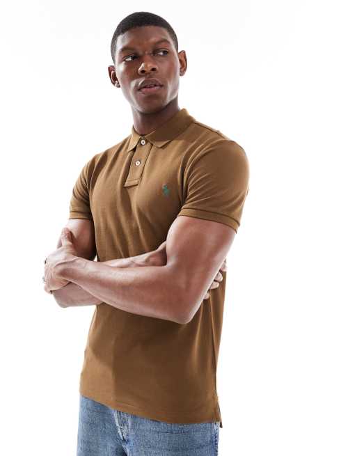 Polo Ralph Lauren – Brązowa koszulka polo o dopasowanym kroju z piki z logo