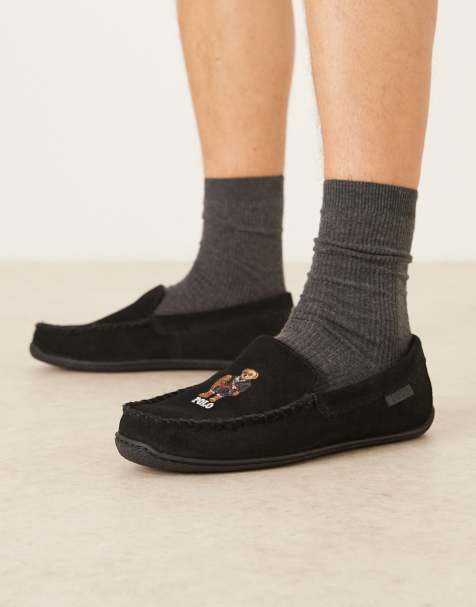 Polo Ralph Lauren - Brenan - Suède pantoffels met Holiday Bear-logo in zwart - view 1