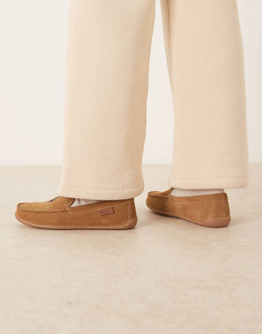 Polo Ralph Lauren Brenan suede slipper with icon logo in tan, 2 of 4