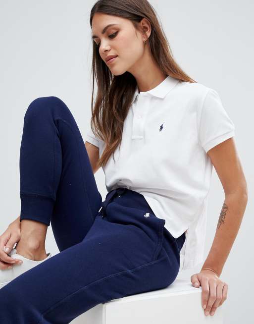White polo ralph lauren bring it back pack cropped rugby shirt