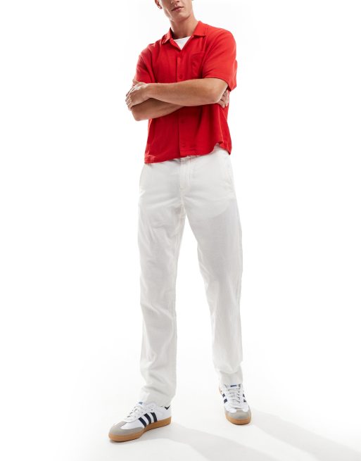 Polo Ralph Lauren Broek van linnen en katoen met platte voorkant