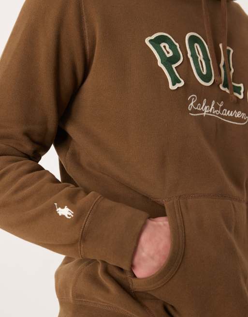 Polo Ralph Lauren - Brun hættetrøje i fleecemateriale med logoikon, 5 af 5