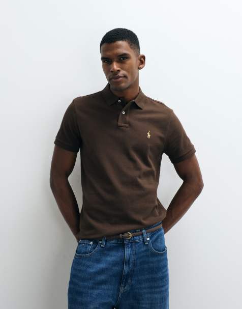 Polo Ralph Lauren - Brun kortærmet slim-overdel i custom strik - view 1