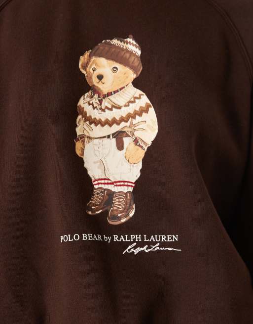 Polo Ralph Lauren - Brun sweatshirt med Holiday Bear-logoprint, 3 af 4