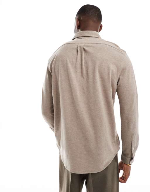 Polo Ralph Lauren – Brunmelerad pikétröja med ikonlogga, 4 av 4