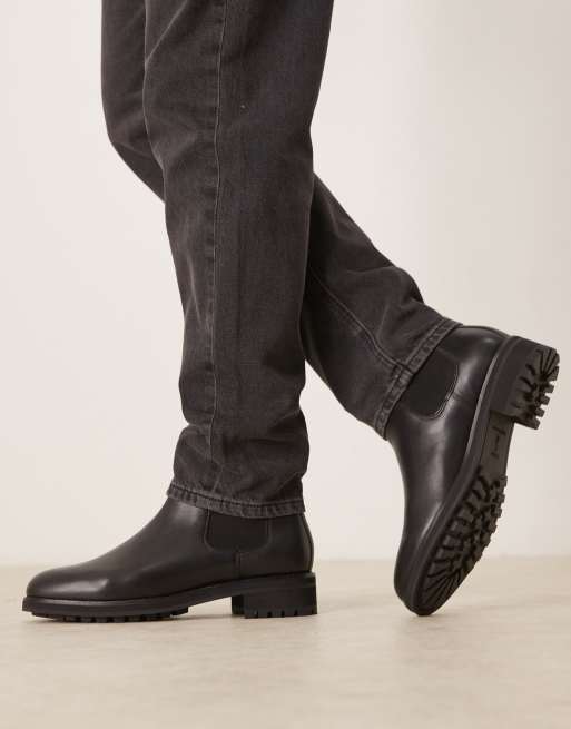 Polo Ralph Lauren Bryson chelsea leather boots in black, 4 of 4