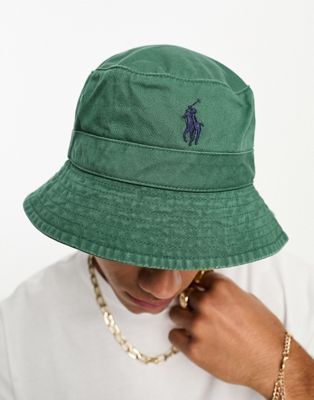 Polo Ralph Lauren bucket hat in green with pony logo