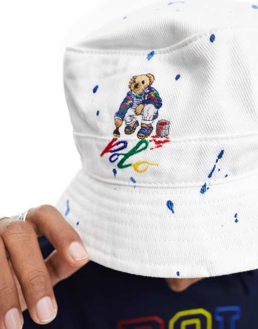 Polo Ralph Lauren - Bucket hat met beerlogo in wit, 4 van 4