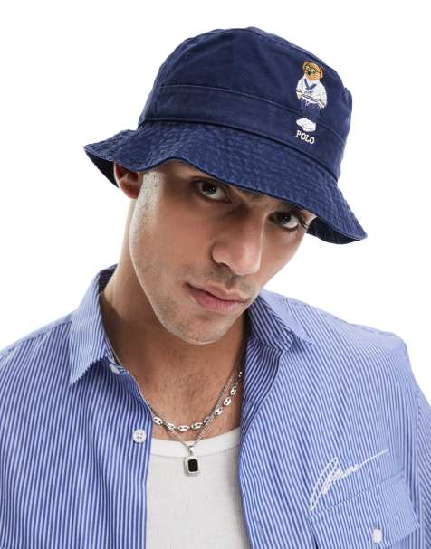Polo Ralph Lauren - Bucket hat van keperstof met logo in marineblauw - view 1