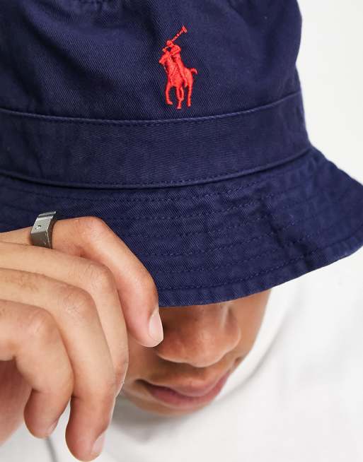 Polo Ralph Lauren bucket hat with pony logo in navy ASOS