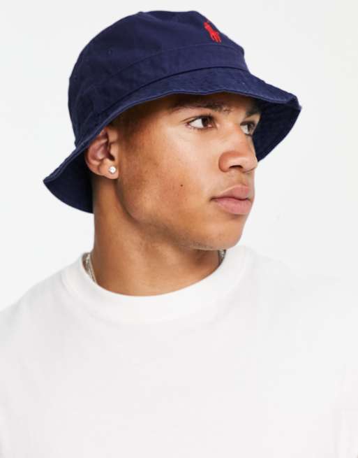 Polo Ralph Lauren bucket hat with pony logo in navy, 4 of 4