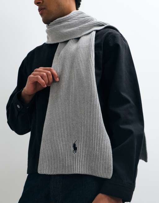 Polo Ralph Lauren - bufanda de punto con logo icon en gris, 2 de 3