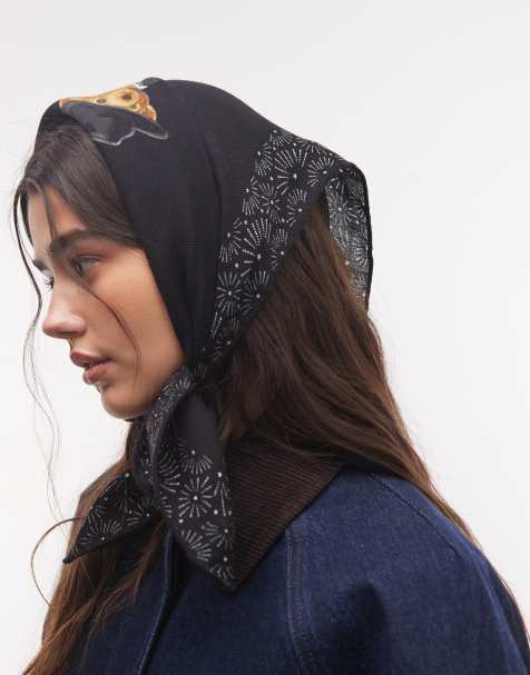 Polo Ralph Lauren bufanda negra con estampado de oso festivo - view 1