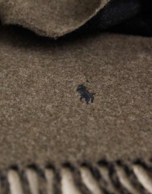 Polo Ralph Lauren - bufanda reversible con logo icónico en caqui y negro, 2 de 3