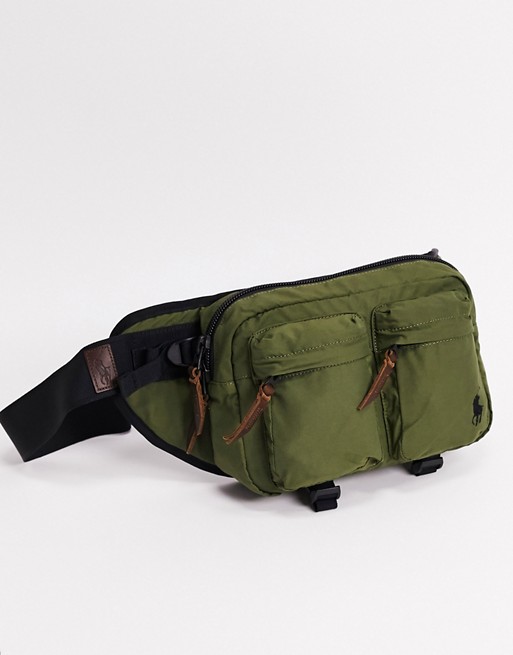 Polo Ralph Lauren bum bag in olive with contrasting pony logo