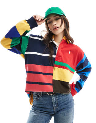 Polo Ralph Lauren - Bunt gestreiftes Rugby-Top mit Logo