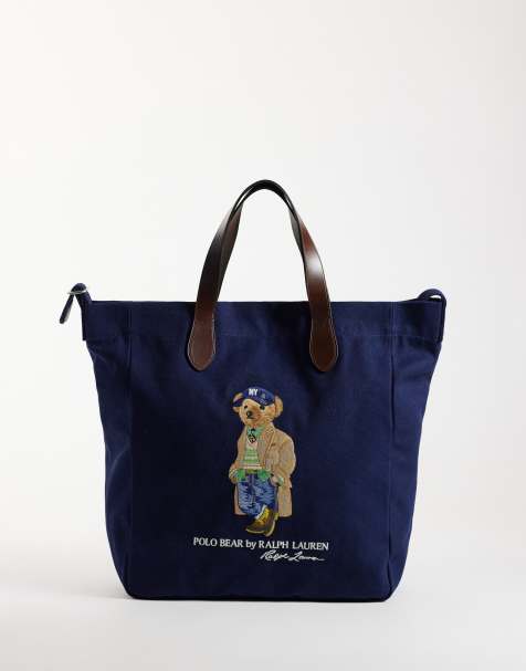 Polo Ralph Lauren cabas moyen imprimé ours bleu marine - view 1