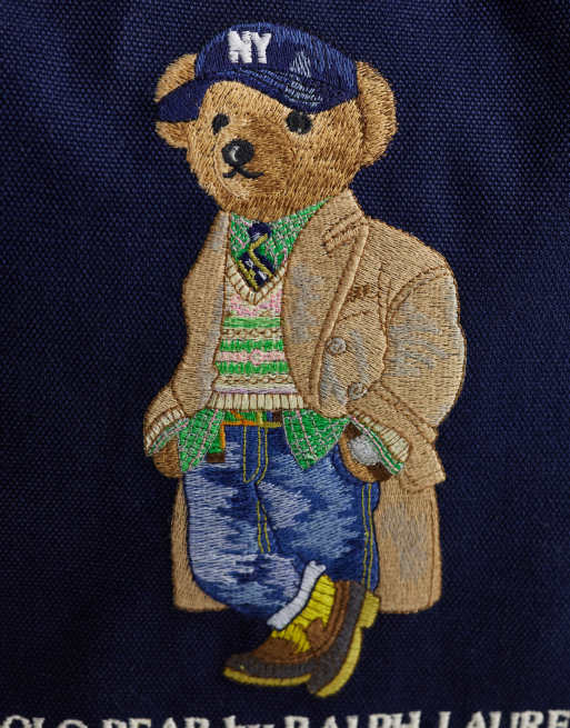 Polo Ralph Lauren cabas moyen imprimé ours bleu marine, 3 de 4