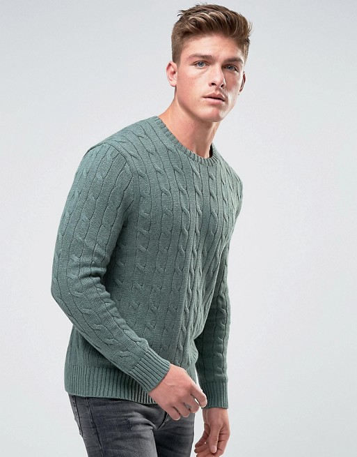 Polo Ralph Lauren Cable Jumper Cotton in Light Green Marl | ASOS