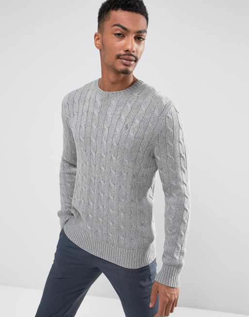 Ralph lauren cable on sale knit jumper grey