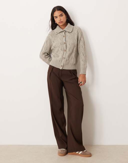Polo Ralph Lauren cable knit cardigan in grey, 2 of 4