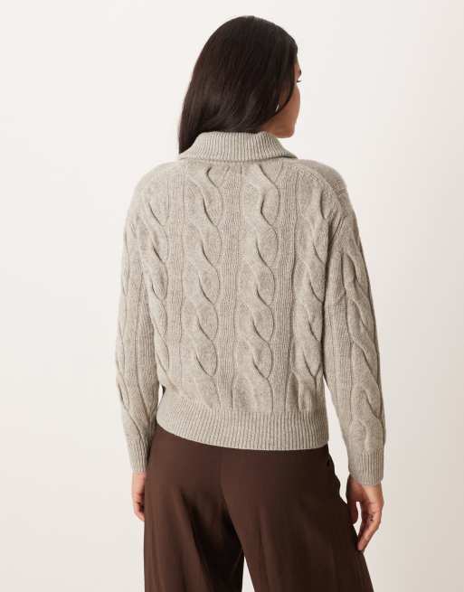 Polo Ralph Lauren cable knit cardigan in grey, 4 of 4