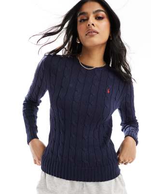 Polo Ralph Lauren cable knit jumper in navy ASOS