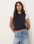 [Polo Ralph Lauren] Polo Ralph Lauren cable knit sleeveless jumper in navy XL Hunter navy