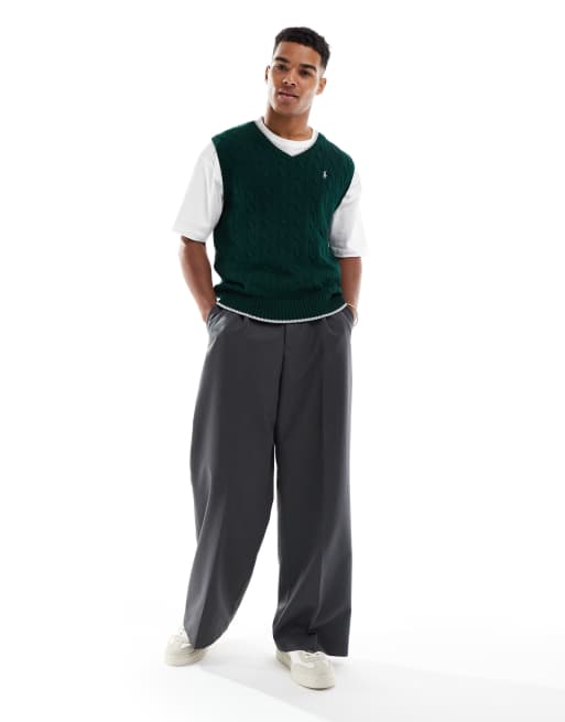 Polo Ralph Lauren cable knit sleeveless vest in green, 2 of 4