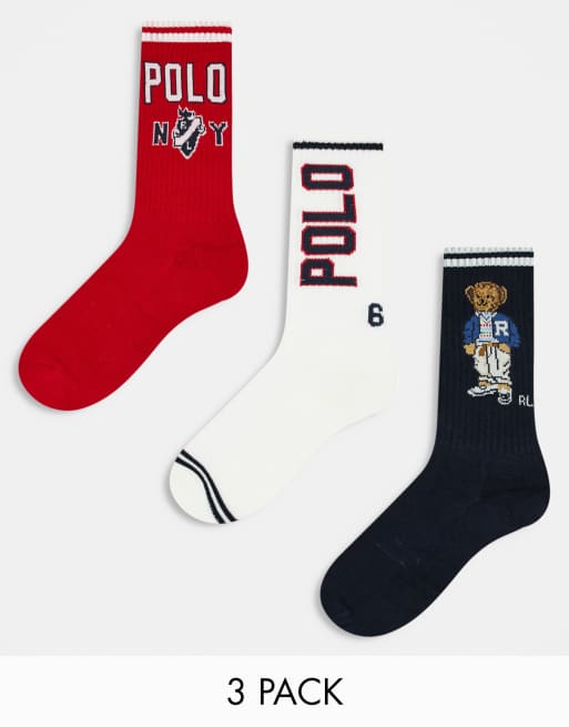 Polo Ralph Lauren - Cadeauset met 3 paar sokken in marineblauw, rood en crème