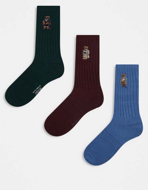 Polo Ralph Lauren - Cadeauset van 3 paar sokken met bear-logo in multi