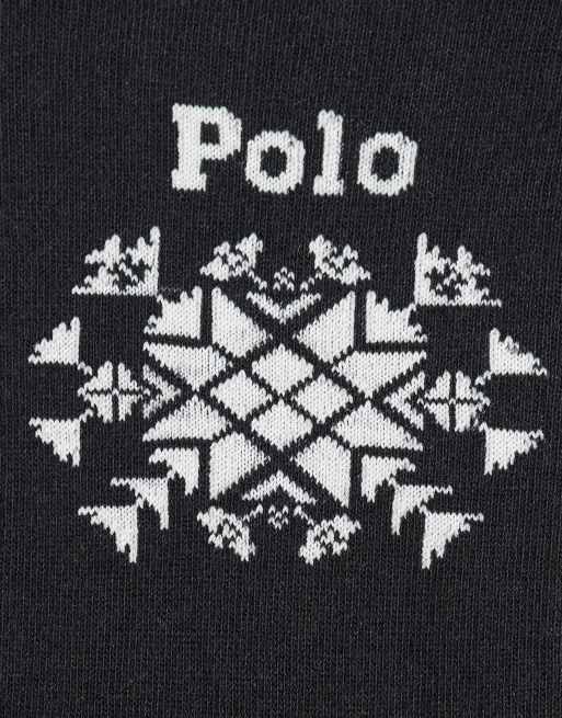 Polo Ralph Lauren calzini a mezza gamba con stampa neve neri, 3 di 3
