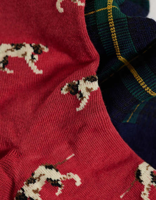 Polo Ralph Lauren calzini holiday in confezione da 2, rosso e blu navy, 2 di 3
