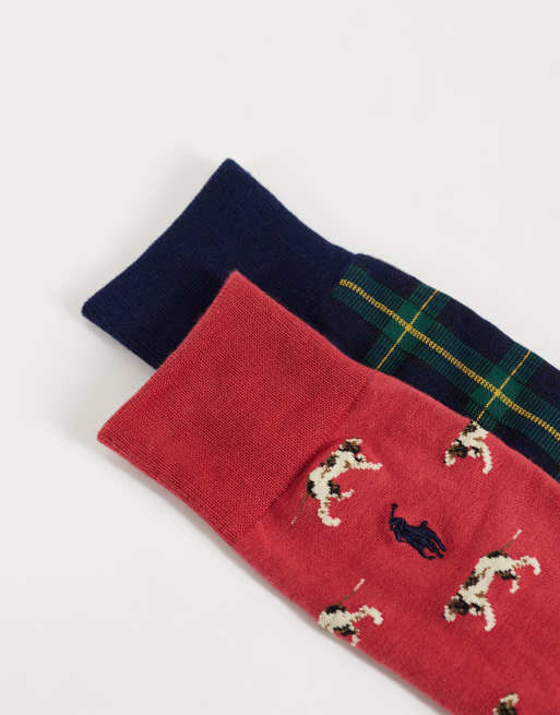 Polo Ralph Lauren calzini holiday in confezione da 2, rosso e blu navy, 3 di 3