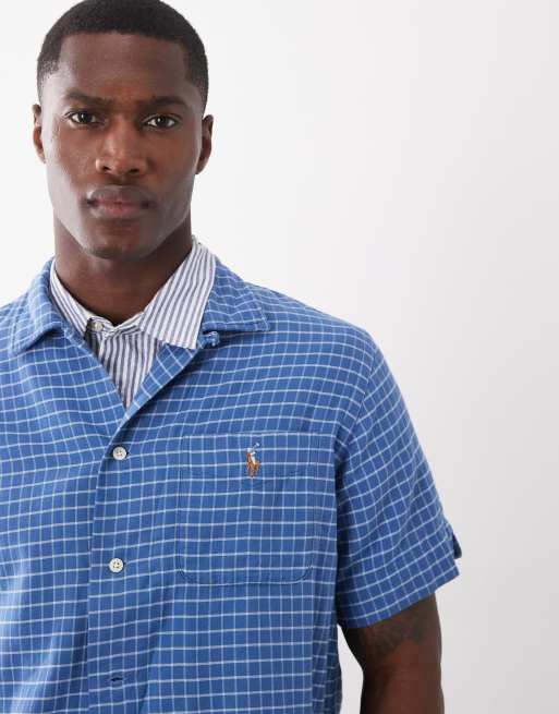 Polo Ralph Lauren - Camicia a maniche corte blu e bianca a quadri con logo, 4 di 5