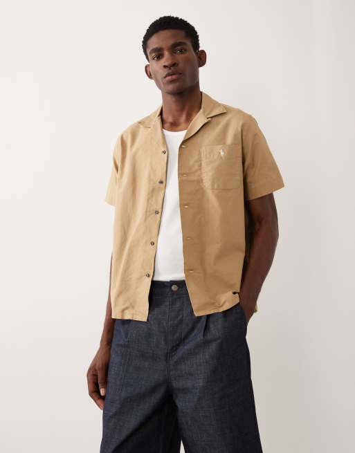 Polo Ralph Lauren - Camicia a maniche corte in cotone color cuoio