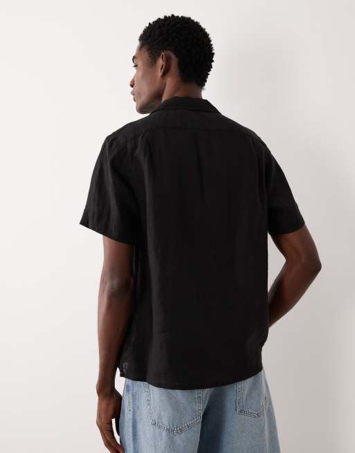 Polo Ralph Lauren - Camicia a maniche corte in lino nera con logo, 5 di 5